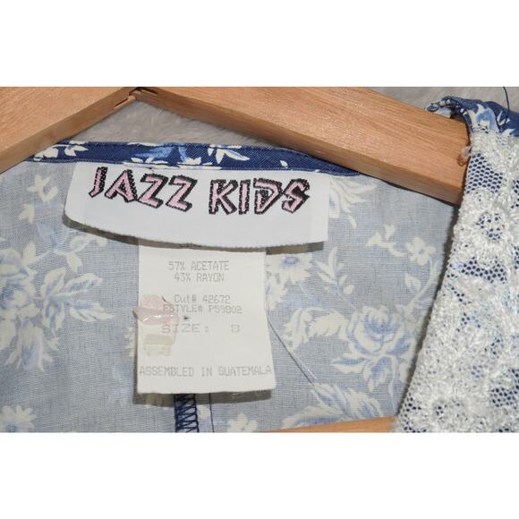 Jazz Kids Blue Floral Lace Collar Button Front Romper Girls Size 8 - Picture 3 of 7